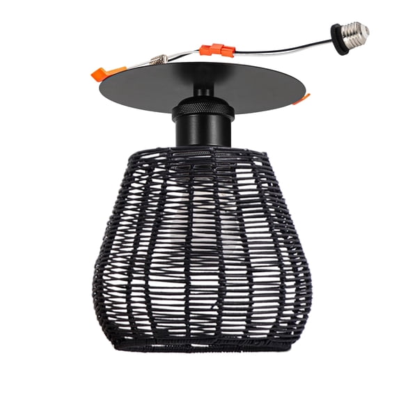 Kiven Can Lights Retrofit Recessed Lighting, 4/5 Inch Replacement Conversion Kit, Rattan Farmhouse Recessed Lighting Converter Kit for Hallway Kitchen,Black TB3334