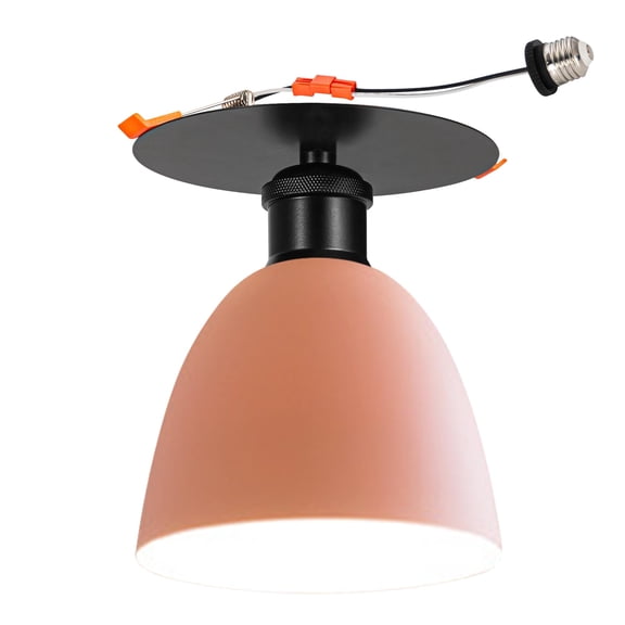 Kiven Can Lights Retrofit Recessed Lighting with E26 Power Outlet Adapter, 4/5/6 Inch Replacement Conversion Kit, Farmhouse Recessed Lighting Converter Kit for Hallway Kitchen,Pink TB1649