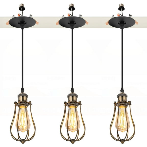 Kiven Can Lights Retrofit Recessed Lighting with E26 Power Outlet Adapter, 4/5/6 Inch Replacement Conversion Kit, Set of 3 Pendant Lighting Fixture for Hallway Kitchen,Bronze Finish TB0103