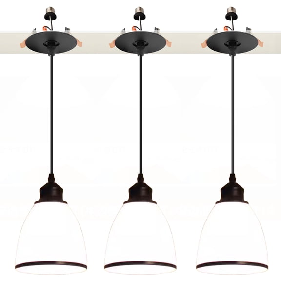 Kiven Can Lights Retrofit Recessed Lighting with E26 Power Outlet Adapter, 4/5 Inch Replacement Conversion Kit, 3 Pack Frosted Glass Pendant Lighting Fixture for Hallway Kitchen TB3501