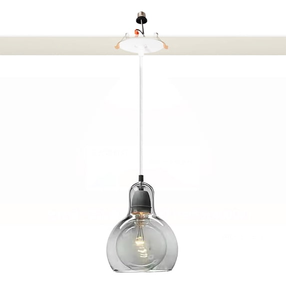 Kiven Can Lights Retrofit Recessed Lighting with E26 Power Outlet Adapter, 4/5 Inch Replacement Conversion Kit, Farmhouse Grey Glass Pendant Lighting for Living Room Hallway Kitchen,1 Light