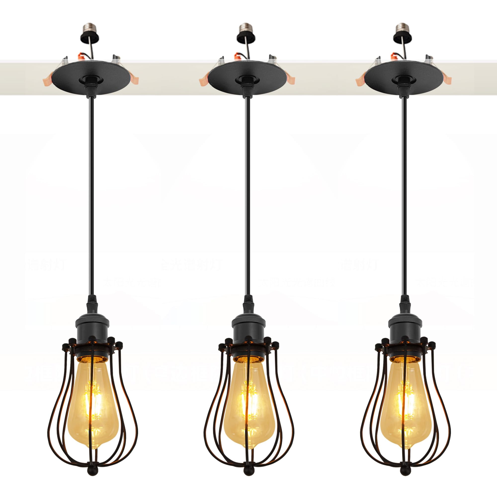 Kiven Can Lights Retrofit Recessed Lighting with E26 Power Outlet Adapter, 4/5 inch Replacement Conversion Kit, Farmhouse Pendant Lighting for Kitchen, image size:2000x2000