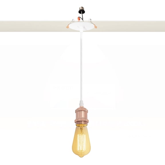 Kiven Can Lights Retrofit Recessed Lighting with E26 Power Outlet Adapter, 4/5 Inch Replacement Conversion Kit, Farmhouse Pendant Lighting for Kitchen Living Room Hallway,1 Light,Rose Gold