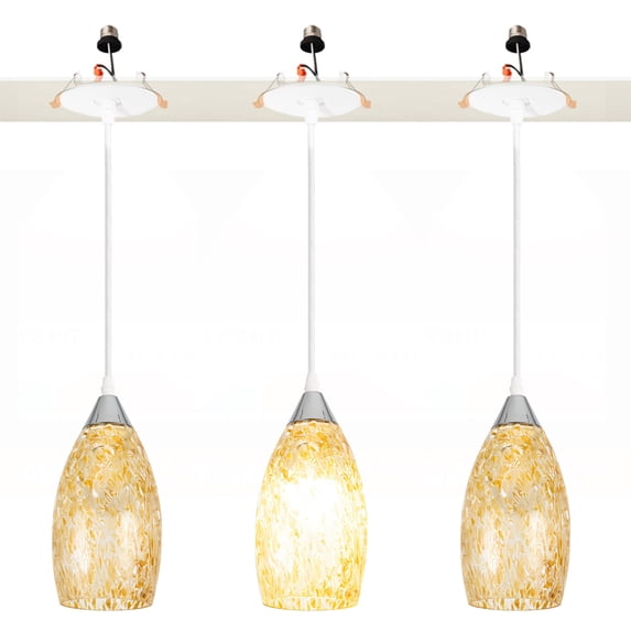 Kiven Can Lights Retrofit Recessed Lighting with E26 Power Outlet Adapter, 4/5 Inch Replacement Conversion Kit, Set of 3 Glass Pendant Lighting Fixture for Hallway Kitchen DZ0506