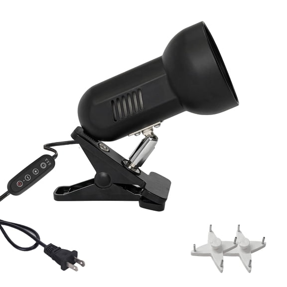 Kiven Clip on Lamp with Clamp Base and Adjustable Light Arm, Dimmable Desk Lamp with Timing Setting, E26 Socket(Bulb Not Included)