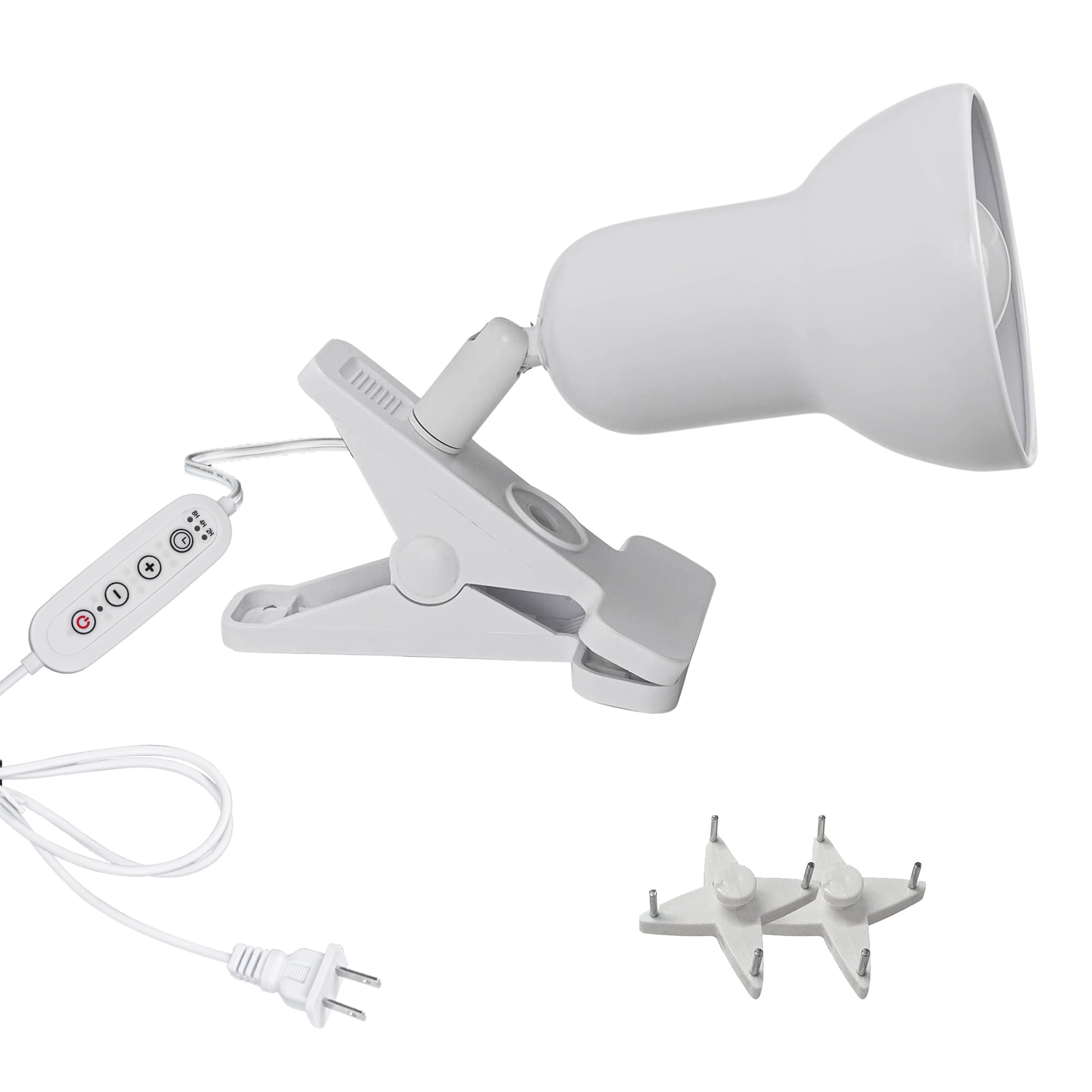 Kiven Clip on Lamp with Clamp Base and Adjustable Light Arm, Dimmable Desk Lamp with Timing Setting, E26 Socket(Bulb Not Included)