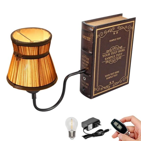 Kiven Cordless Bookshelf Lamp, 1-Light Rechargeable Bookcase Lighting with White Fabric Lampshade, Farmhouse Decorative Bookend, Cordless Table Lamp for Bedside Bookshelf Home Decor DZ00329-801