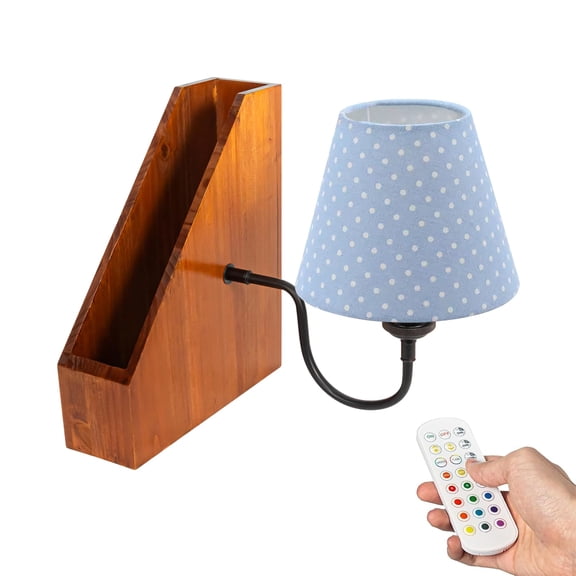 Kiven Cordless Bookshelf Lamp, Rechargeable Bookcase Lighting,Blue Farmhouse Decorative Nightstand Storage Box with LED Light, Cordless Table Lamp for Bedside Bookshelf Cabinet DZ0031