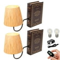 thumbnail image 1 of Kiven Cordless Bookshelf Lamp, Set of 2 Rechargeable Bookcase Lighting with Beige Raffia Lampshade, Farmhouse Decorative Bookend, Cordless Table Lamp for Bedside Bookshelf Office TD0628, 1 of 8