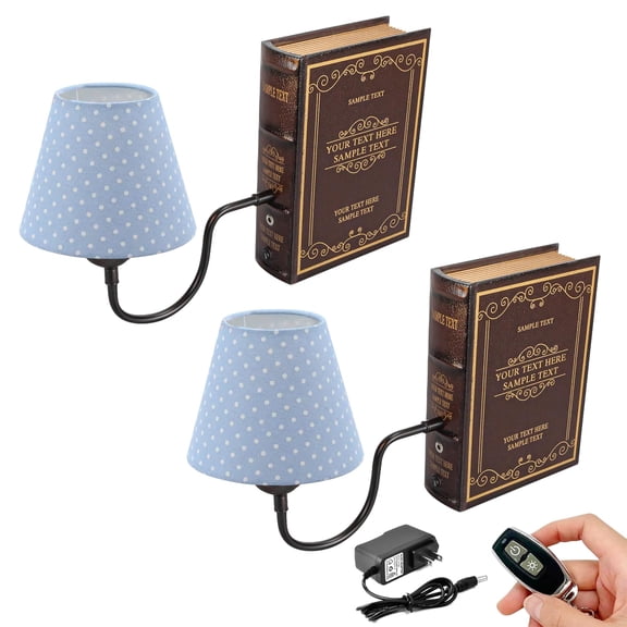 Kiven Cordless Bookshelf Lamp, Set of 2 Rechargeable Bookcase Lighting with Black Fabric Lampshade, Farmhouse Decorative Bookend, Cordless Bookshelf Sconce for Bedside Bookshelf Home Decor DZ0031