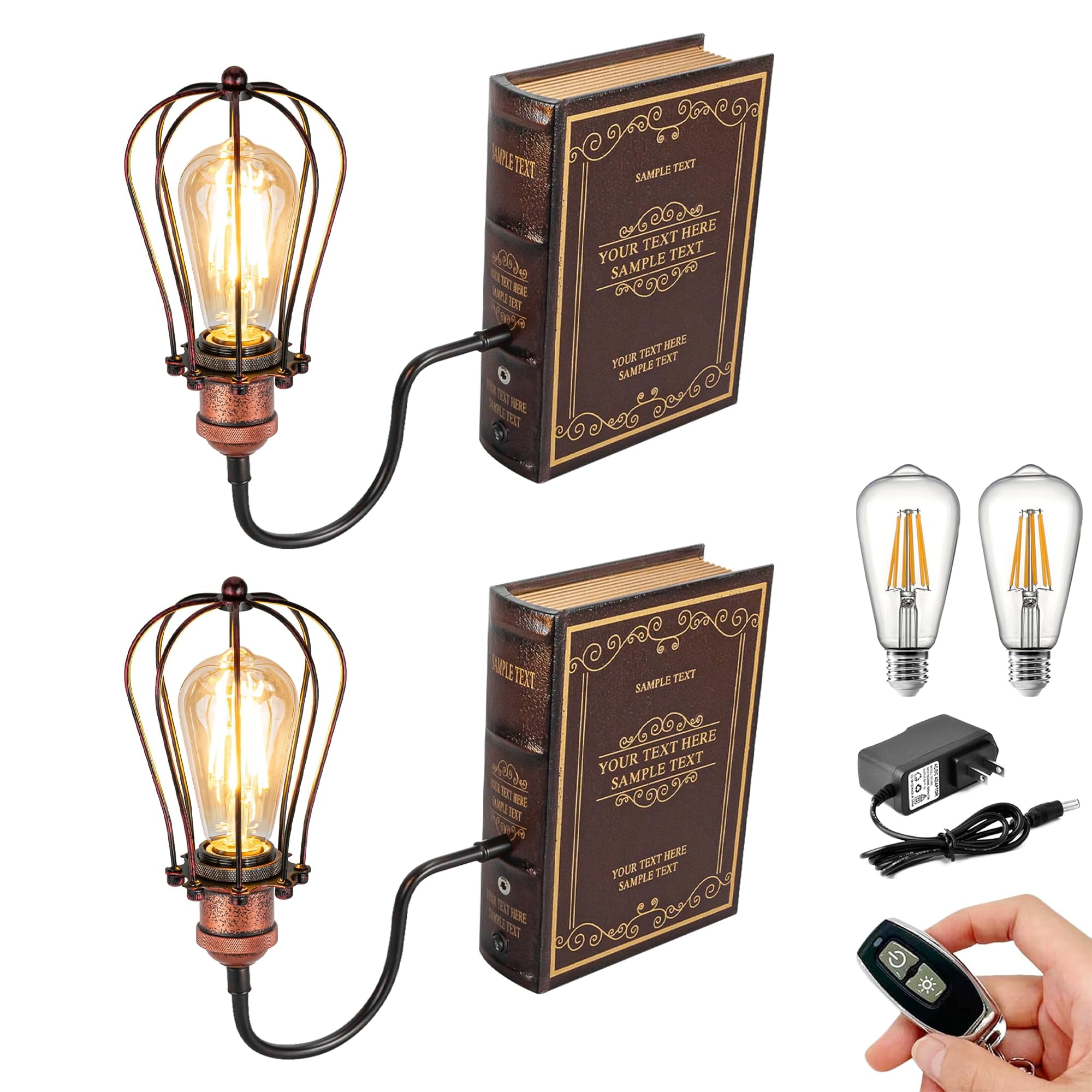 Kiven Cordless Bookshelf Lamp, Set of 2 Rechargeable Bookcase Lighting ...