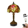 thumbnail image 1 of Kiven Cordless Table Lamp,1-Light Dimmable Bedside Lamps for Nightstand with Glass Lampshade, Cordless Tiffany Lamp for Reading Home Decor Bedside TD0878, 1 of 7