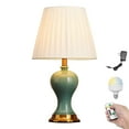 thumbnail image 1 of Kiven Cordless Table Lamp, Dimmable Ceramic Bedside Lamps for Nightstand with Fabric Lampshade, Modern Rechargeable Desk Lamp for Reading Home Decor Bedside,1-Light(TC158), 1 of 7