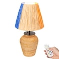 thumbnail image 1 of Kiven Cordless Table Lamp, Dimmable LED Vase Lamp with Raffia Lampshade, Brown Rattan Pot, 1-Light Rechargeable Nightstand Lamp for Office Reading Home Decor Bedside TD0752, 1 of 7