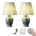 thumbnail image 1 of Kiven Cordless Table Lamp, Dimmable LED Vase Table Lamp with Fabric Pleated Lampshade, Modern Rechargeable Nightstand Lamp for Office Reading Home Decor Shelf, Set of 2(A), 1 of 7