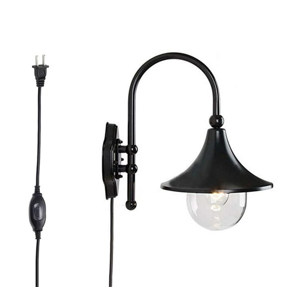 Kiven Creative Gooseneck Downward Outdoor/Indoor Plug in Wall Sconce Light Classical Acrylic with Glass Exterior Lighting Light Bulb not included