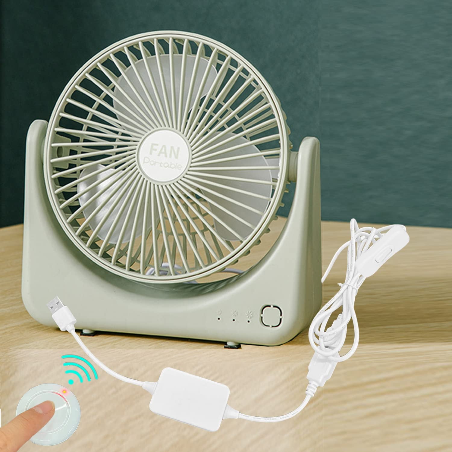 Kiven Desk Fan Small Table Fan with Remote Control,Strong Airflow Quiet Operation Portable Fan Speed Adjustable Head 270°Rotatable Mini Personal Fan for Home Office Bedroom Car Outdoor Travel?Green?