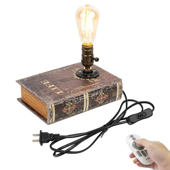 Kiven Dimmable Bookshelf Lamp, 1-Light Classic Library Sconce with Remote Control, Farmhouse Decorative Bookend, Plug in Book Lamp for Office Home Decor Bedside Bookcase