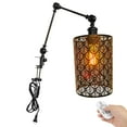 thumbnail image 1 of Kiven Dimmable Clip-on Desk Lamp, 1-Light Black Hollow-Carved Design Nightstand Lamp with Flexible Arm, Remote Control, Decorative Clamp Lamp for Office Home Bookshelf Bedside E26 Sokcet DZ0293, 1 of 7