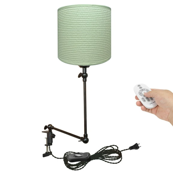 Kiven Dimmable Clip-on Desk Lamp, 1-Light Fabric Nightstand Lamp with Flexible Arm, Remote Control, Decorative Clamp Lamp for Office Home Bookshelf Bedside E26 Sokcet DZ0310-6