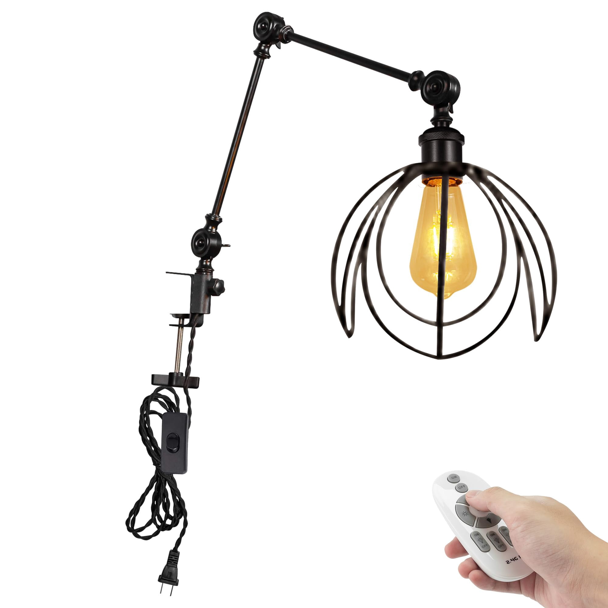 Kiven Dimmable Clip-on Desk Lamp, 1-Light Iron Industrial clip on light ...