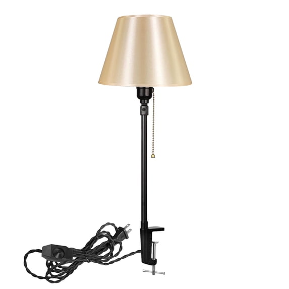 Kiven Dimmable Clip-on Desk Lamp, Decorative Clamp Lamp with 8.2FT Plug in Cord and Chain Switch, 1-Light Nightstand Lamp Adjustable Height for Bedside Desk Office Reading DZTD0642-PK
