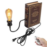 Kiven Dimmable Table Lamp, 1-Light Classic Bookshelf Lamp with Remote Control, Farmhouse Decorative Bookend, Plug in Book Lamp for Office Home Decor Bedside Bookcase