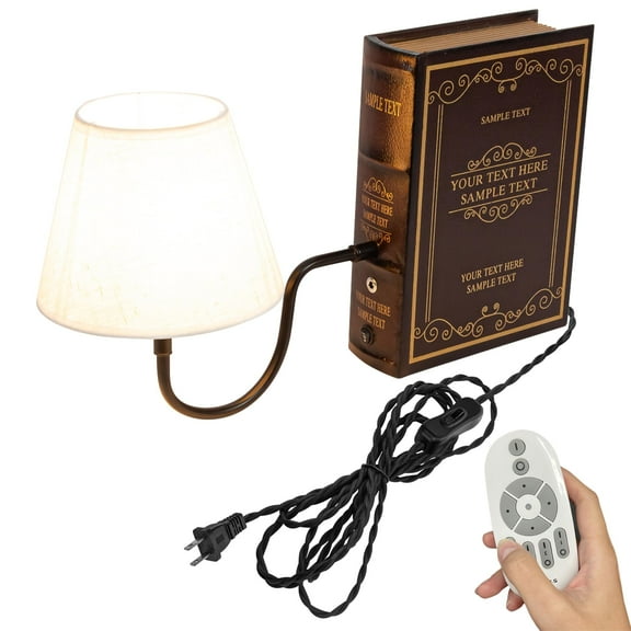 Kiven Dimmable Table Lamp, 1-Light Classic Bookshelf Lamp with Remote Control and White Fabric Lampshade, Farmhouse Decorative Bookend, Plug in Book Lamp for Office Home Decor Bedside Bookcase TD0631