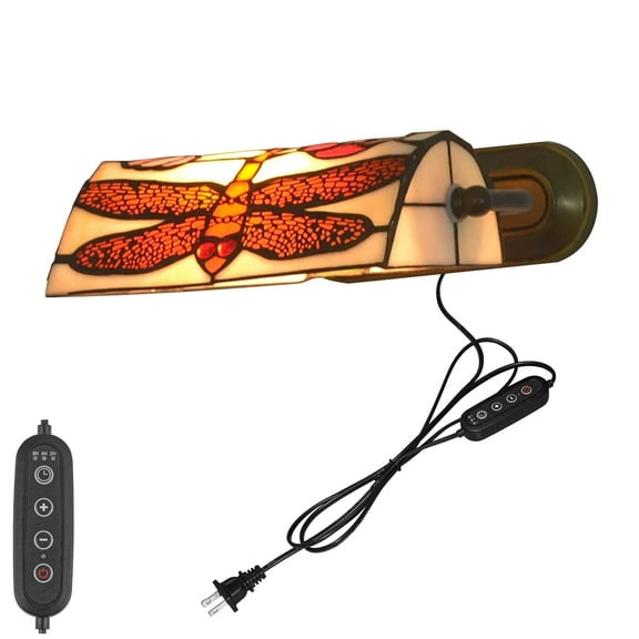 Kiven Dimmable Wall Sconce with Timing, Green Glass Bankers Lighting Fixture with Plug-in Cord,Vintage Library Lamp for Bedside, Office, Study Room BD1924-9