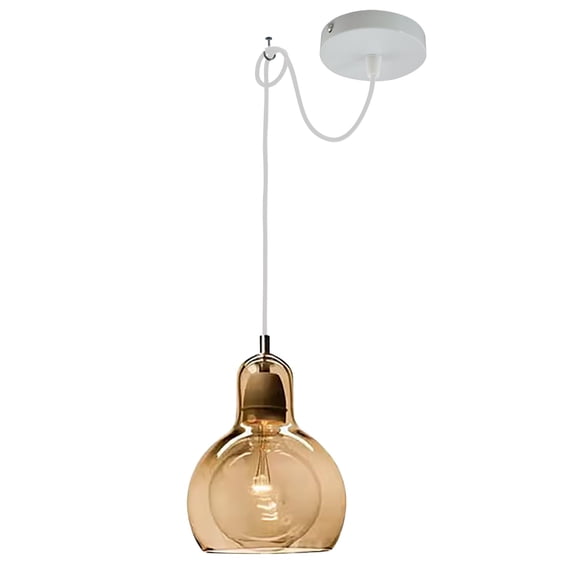 Kiven Farmhouse Glass Pendant Light Fixture 1 Pack, High Ceiling Compatible Pendant Lighting with 9.84FT Wire, Farmhouse Hardwire Pendant Lighting for Kitchen Foyer Bedroom Home Decor, Amber