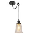 thumbnail image 1 of Kiven Farmhouse Glass Pendant Light Fixture 1 Pack, High Ceiling Compatible Pendant Lighting with 9.84FT Wire, Industrial Hardwire Pendant Lighting for Kitchen Hallway Bedroom Home Decor,Black, 1 of 5