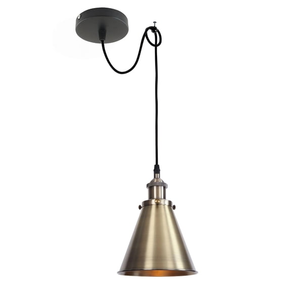 Kiven Farmhouse Iron Pendant Light Fixture 1 Pack, High Ceiling Compatible Pendant Lighting with 9.84FT Wire, Industrial Hardwire Pendant Lighting for Bedroom Kitchen Hallway Home Decor,Bronze