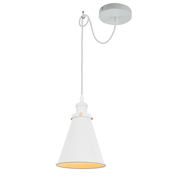 Kiven Farmhouse Iron Pendant Light Fixture 1 Pack, High Ceiling Compatible Pendant Lighting with 9.84FT Wire, Industrial Hardwire Pendant Lighting for Bedroom Kitchen Hallway Home Decor, White