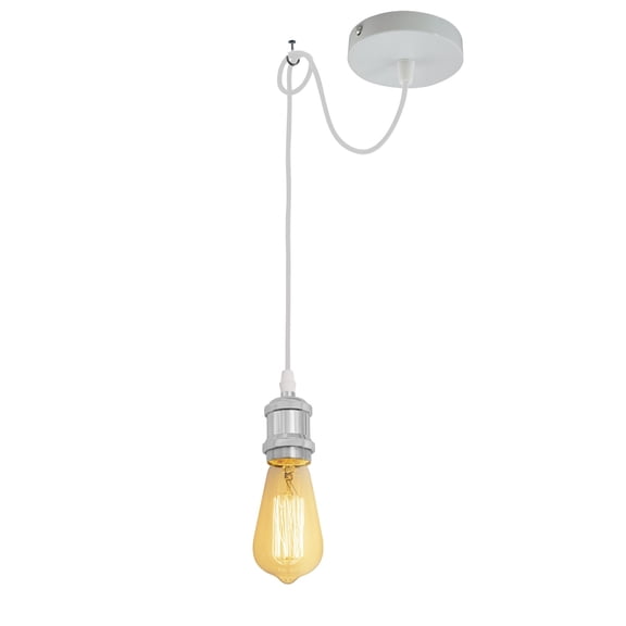 Kiven Farmhouse Iron Pendant Light Fixture 1 Pack, High Ceiling Compatible Pendant Lighting with 9.84FT Wire, Industrial Hardwire Pendant Lighting for Bedroom Kitchen Hallway Home Decor,Silver