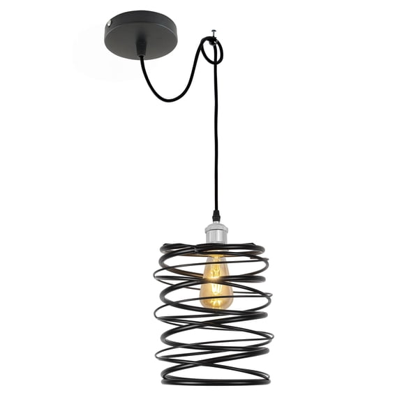 Kiven Farmhouse Iron Pendant Light Fixture 1 Pack, High Ceiling Compatible Pendant Lighting with 9.84FT Wire, Industrial Hardwire Pendant Lighting for Kitchen Island Bedroom Home Decor, Silver Socket