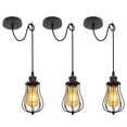 thumbnail image 1 of Kiven Farmhouse Iron Pendant Light Fixture 3 Pack, High Ceiling Compatible Pendant Lighting with 9.84FT Wire, Industrial Hardwire Pendant Lighting for Bedroom Kitchen Island Home Decor, Black Socket, 1 of 5