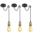 thumbnail image 1 of Kiven Farmhouse Iron Pendant Light Fixture 3 Pack, High Ceiling Compatible Pendant Lighting with 9.84FT Wire, Industrial Hardwire Pendant Lighting for Bedroom Kitchen Hallway Home Decor,Copper Red, 1 of 5