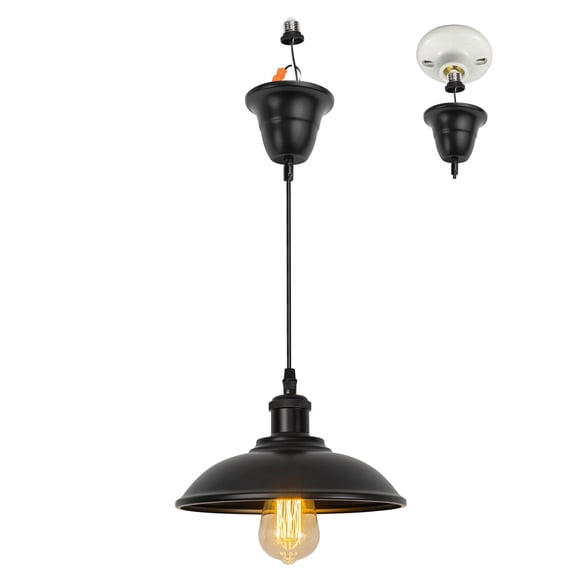 Kiven Farmhouse Pendant Light with E26 Screw-in Adapter, Exposed Ceiling Light to Pendant, Converts Bulb Socket to Pendant Light, Adjustable Height Renter-friendly Pendant Lighting TB2775