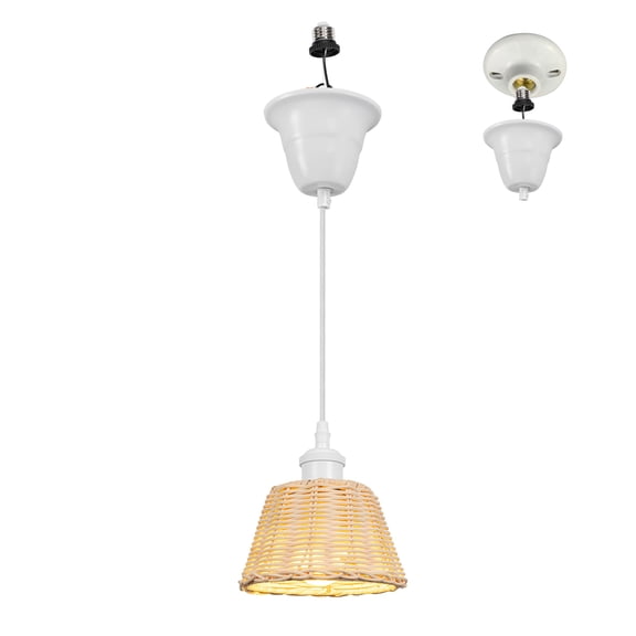 Kiven Farmhouse Pendant Light with E26 Screw-in Adapter, Exposed Ceiling Light to Pendant, Converts Bulb Socket to Pendant Light, Adjustable Height Renter-friendly Pendant Lighting XDD777