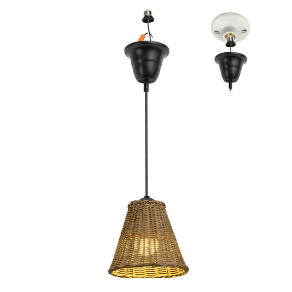 Kiven Farmhouse Pendant Light with E26 Screw-in Adapter, Exposed Ceiling Light to Pendant, Converts Bulb Socket to Pendant Light, Adjustable Height Renter-friendly Pendant Lighting DZ0512