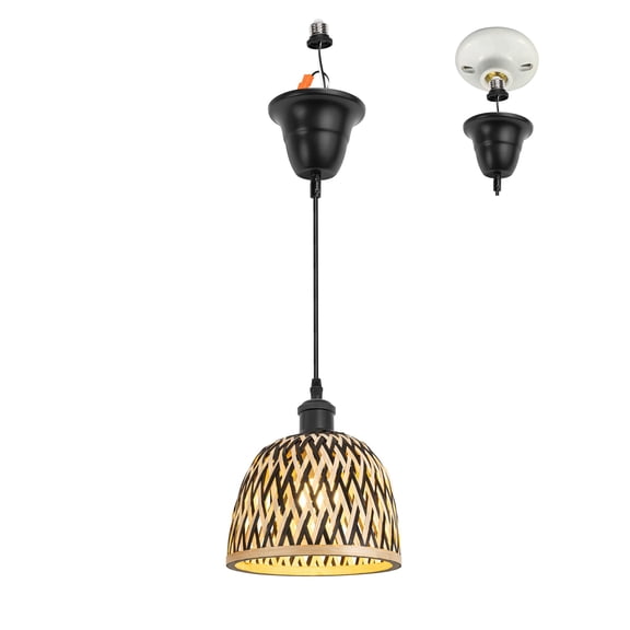 Kiven Farmhouse Pendant Light with E26 Screw-in Adapter, Exposed Ceiling Light to Pendant, Converts Bulb Socket to Pendant Light, Adjustable Height Renter-friendly Pendant Lighting DZ0514