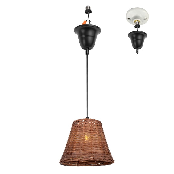 Kiven Farmhouse Pendant Light with E26 Screw-in Adapter, Exposed Ceiling Light to Pendant, Converts Bulb Socket to Pendant Light, Adjustable Height Renter-friendly Pendant Lighting DZ0497