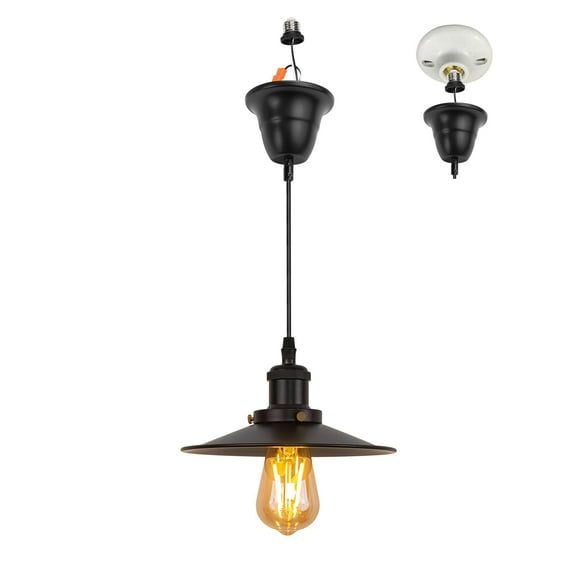 Kiven Farmhouse Pendant Light with E26 Screw-in Adapter, Exposed Ceiling Light to Pendant, Converts Bulb Socket to Pendant Light, Adjustable Height Renter-friendly Pendant Lighting TB2773B
