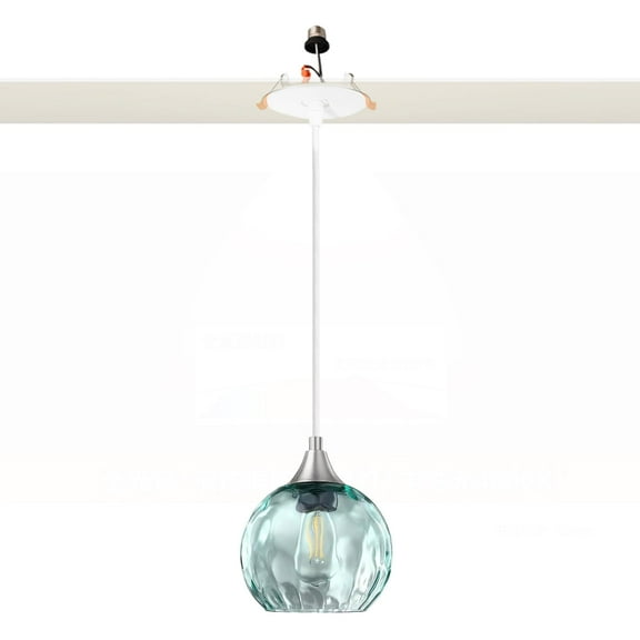 Kiven Glass Can Lights Retrofit Recessed Lighting with E26 Power Outlet Adapter, 4/5/6 Inch Replacement Conversion Kit, Farmhouse Pendant Lighting Fixture for Hallway Kitchen,Green TB3277