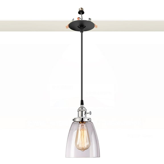 Kiven Glass Can Lights Retrofit Recessed Lighting with E26 Power Outlet Adapter, 4/5/6 Inch Replacement Conversion Kit, Farmhouse Pendant Lighting for Hallway Kitchen,1 Light,Chrome