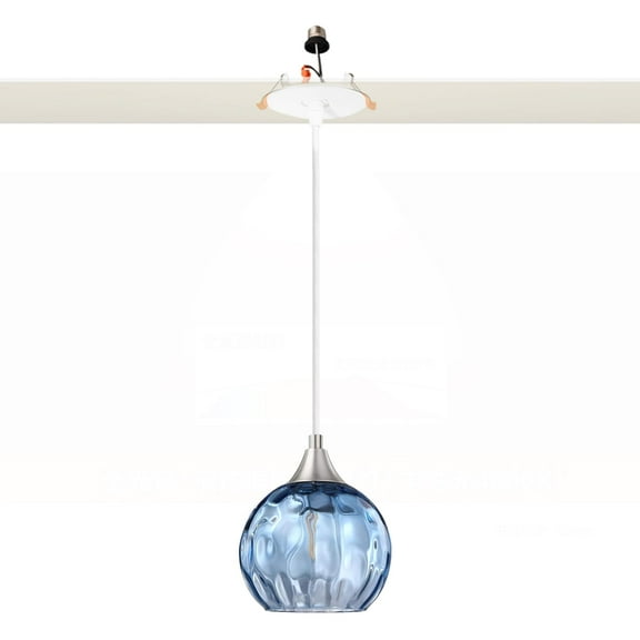 Kiven Glass Can Lights Retrofit Recessed Lighting with E26 Power Outlet Adapter, 4/5 Inch Replacement Conversion Kit, Farmhouse Pendant Lighting Fixture for Hallway Kitchen,Blue TB3277