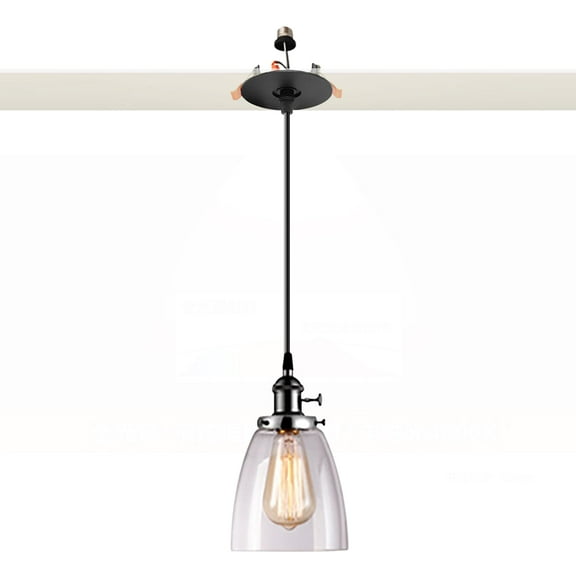 Kiven Glass Can Lights Retrofit Recessed Lighting with E26 Power Outlet Adapter, 4/5 Inch Replacement Conversion Kit, Farmhouse Pendant Lighting for Hallway Kitchen,1 Light, Black