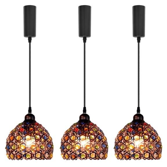 Kiven H Track Pendant Lightning,Adjustable Cord Length,Modern H Track Lighting Pendant Lights with Crystal Shade, 3 Lights