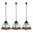 thumbnail image 1 of Kiven H Track Pendant Lightning, Tiffany Style H Track Lighting Pendant Lights for Bedroom Kitchen Home Lighting,E26 Socket(3 Lights), 1 of 7
