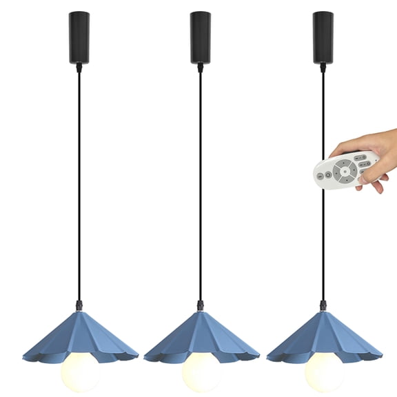 Kiven H Track Pendant Lightning with Remote Control,Adjustable Cord Length,Dimmable H Track Lighting Pendant Lights with Iron Shade, 3 Lights